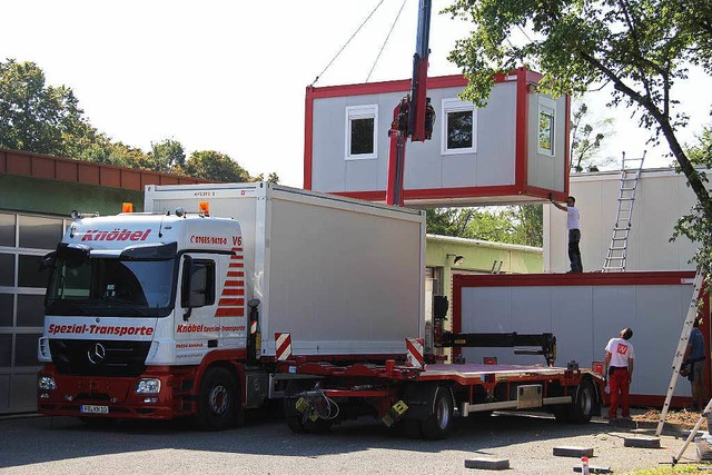 Im August sind  Wohncontainer nach Eschbach geliefert worden.  | Foto: Alexander Huber