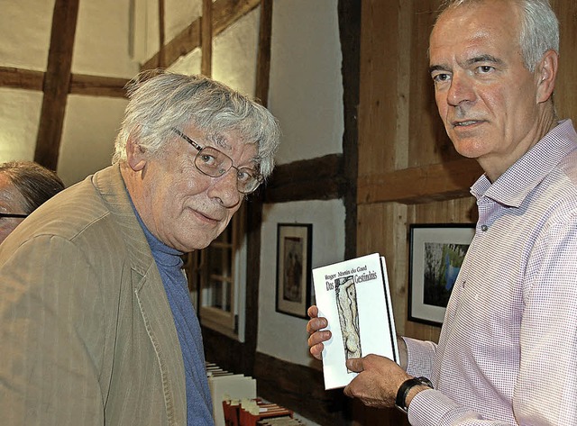 Dr. Andreas Mahler (rechts) im Gesprch mit Phillipe Maury aus Bellme.  | Foto: Jutta Binner-Schwarz