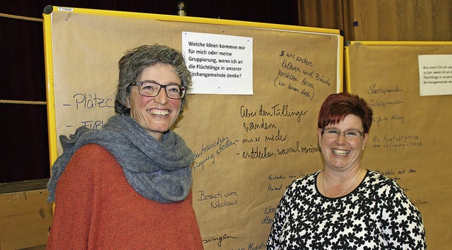 Sigrid Fuchs (links) und Annette Heili...der Flchtlinge geholfen werden kann.   | Foto: GESSNER
