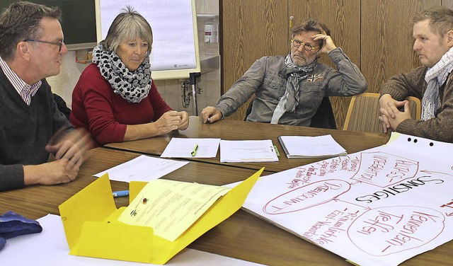 In verschiedenen Arbeitsgruppen berle...chtlingshelferkreises aussehen soll.   | Foto: Ute Kienzler