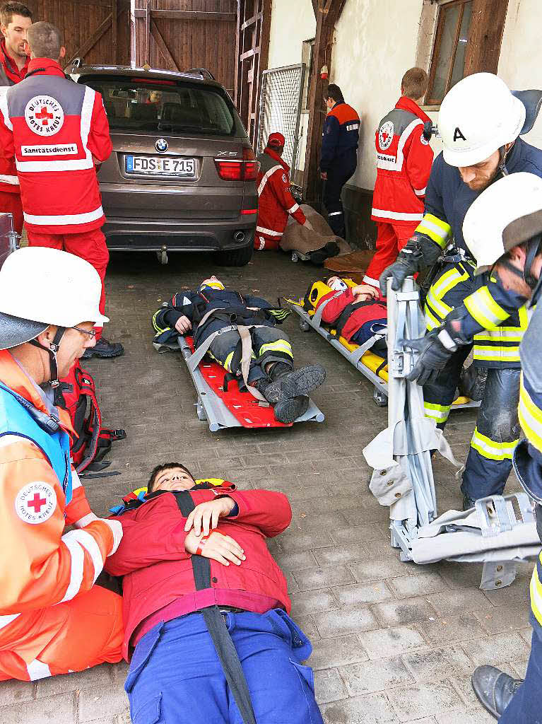 Hand in Hand arbeiteten die Rettungskrfte bei der Chilbiprobe in Bonndorf.