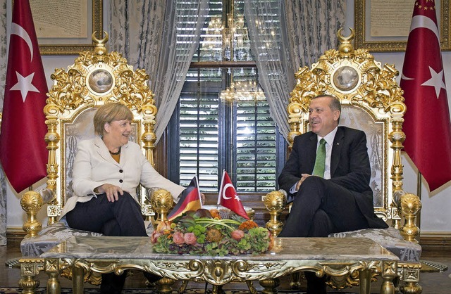 Kanzlerin Angela Merkel trifft Prside...Erdogan im Yildiz-Palast in Istanbul.   | Foto: AFP