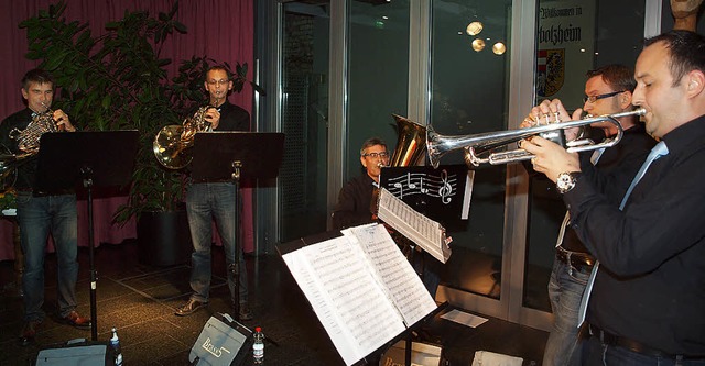 Die Formation Brass 5 mit (von rechts)...t, Stefan Kessler und Michael Czakalla  | Foto: Michael Haberer