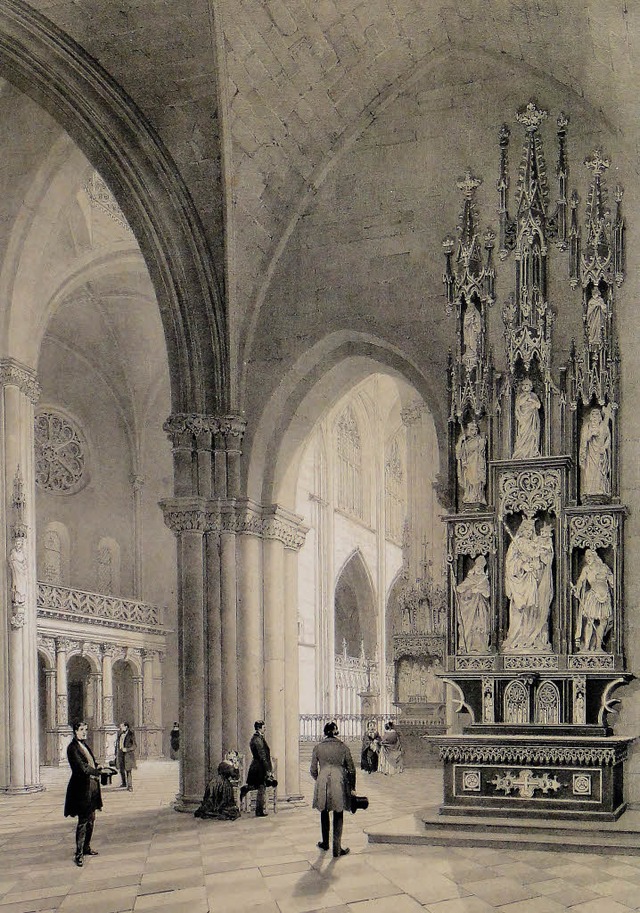 Historische Innenansicht des Freiburge...afie von Philippe Benoist, circa 1850   | Foto: Freiburger Mnsterbauverein, Bildarchiv