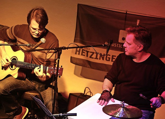 Jrgen Ott  (links) und Patric Oliver ...tt bei der Live-Schicht in der Essbar   | Foto: Christoph Breithaupt