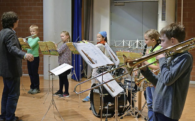 Die Blserklasse in der Michael-Friedrich-Wild-Grundschule.   | Foto: Ehrlich