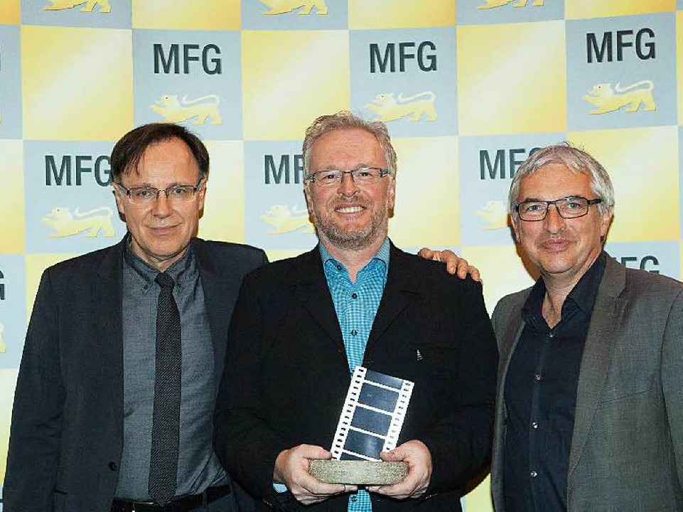 Leopold Winterhalder mit  (links) MFG-...s Kunststaatssekretr Jrgen Walter.    | Foto: MFG, Michelle Mantel