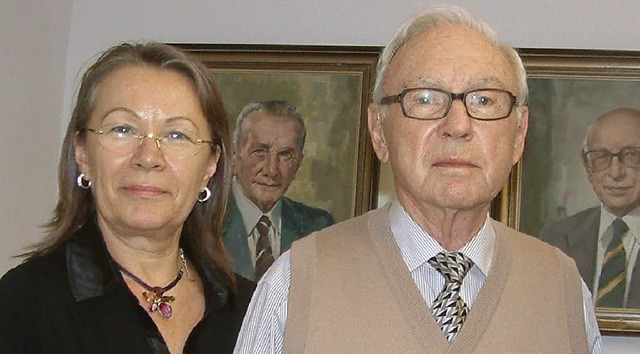Beim Empfang im Grenzacher Rathaus im ...her Stein  mit seiner Ehefrau Viorica   | Foto: Roswitha Frey