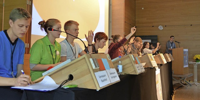 Beim Debattierwettbewerb vertraten die...ler in drei Minuten ihren Standpunkt.   | Foto: Maldacker