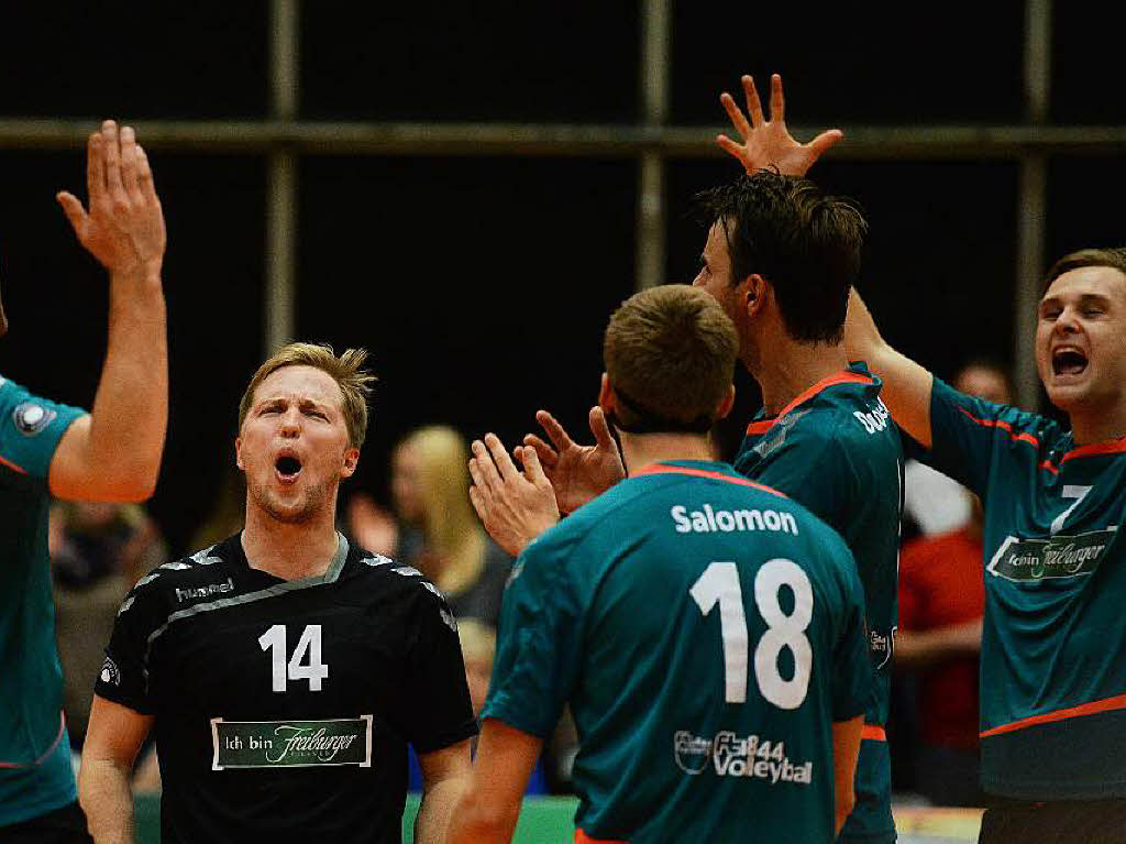 In Jubellaune: Libero Jakob Schnhagen (von links), Domic Salomon, Eric Dufour-Feronce und David Strobel