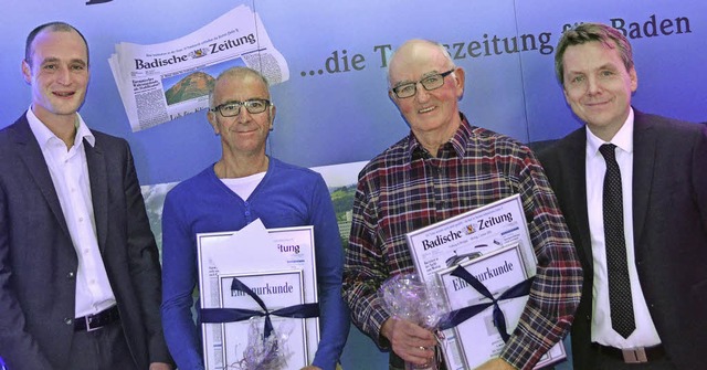 Sorgen dafr, dass die Badische Zeitun...chuble und Thomas Zehnle (von links).   | Foto: Holger Knferl