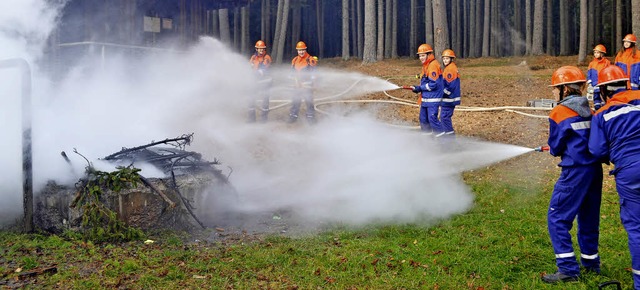 Mit drei Mannschaften lschte die Juge... angenommenen Waldbrand in Rtenbach.   | Foto: Liane Schilling