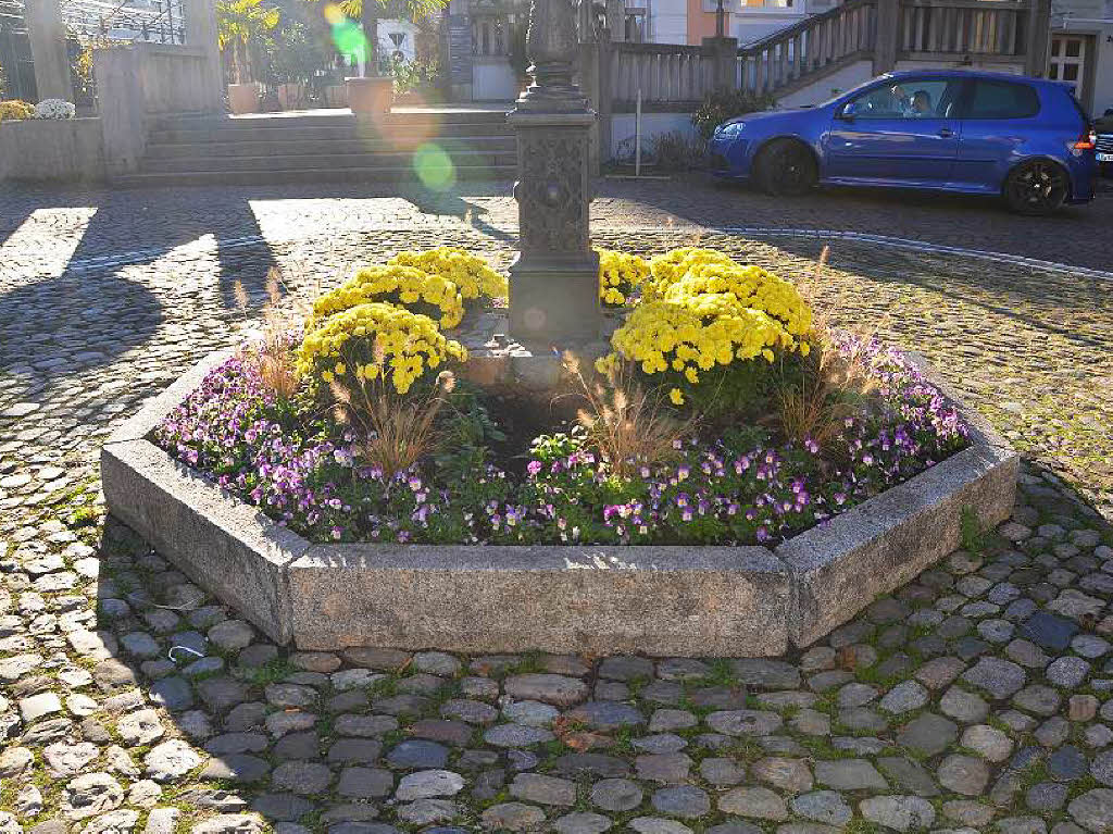 Auf dem Platz vor dem Margarethen Schlösschen blüht’s noch kräftig. Auf dem Platz vor dem Margarethen Schlösschen blüht’s noch kräftig.