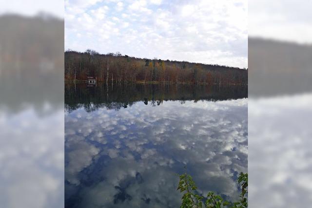 Wolken spiegeln sich im Rhein