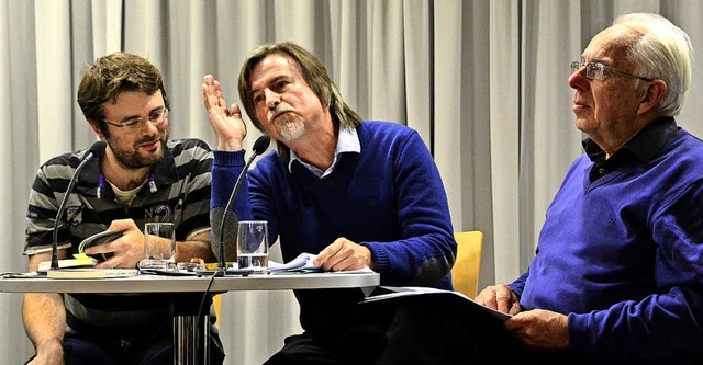 Jean-Christophe Meyer und Edgar Zeidle...ed Yves Bisch moderierte (von links).   | Foto: Annette Mahro