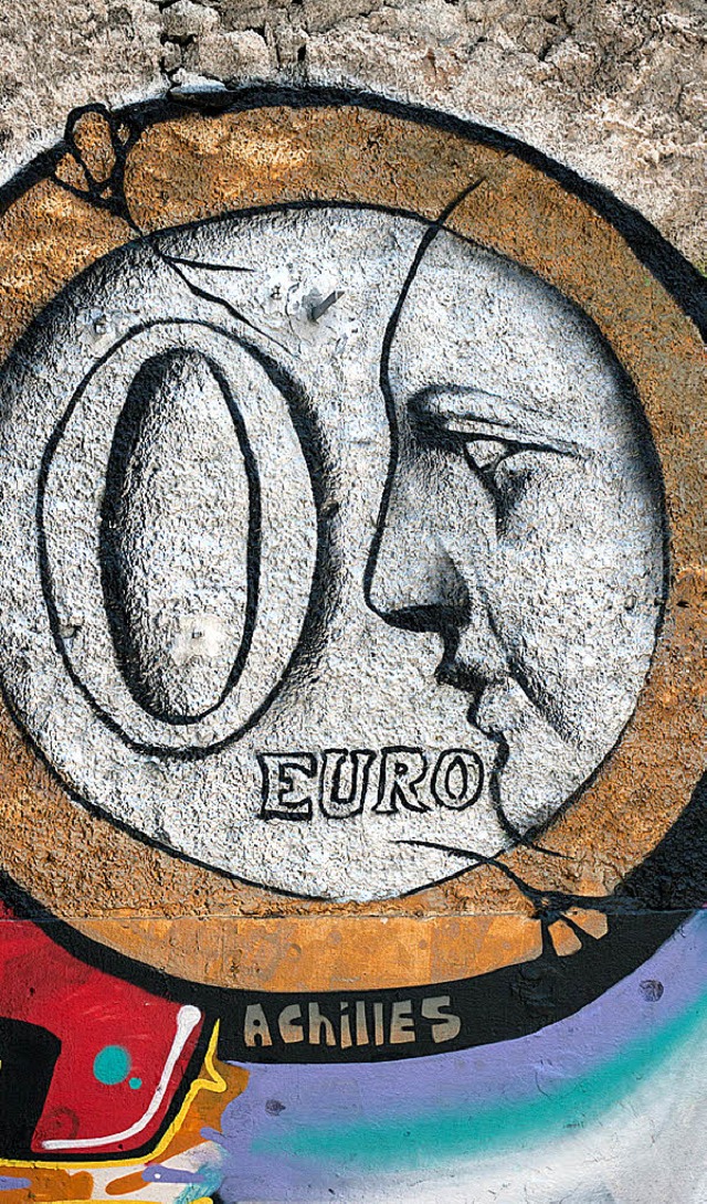 Null Euro &#8211; ein Graffito in der griechischen Hauptstadt Athen  | Foto: DPA