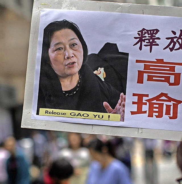 Protest fr die, nun erfolgte, Freilassung der Journalistin Gao    | Foto: dpa