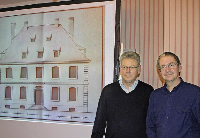 Gerhard Albrecht (links) freute sich b...Thorsten Mietzner im Alten Pfarrhaus.   | Foto: beate Rottler