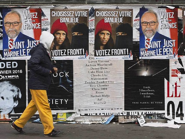Wahlplakate fr die Front National in Paris.  | Foto: AFP