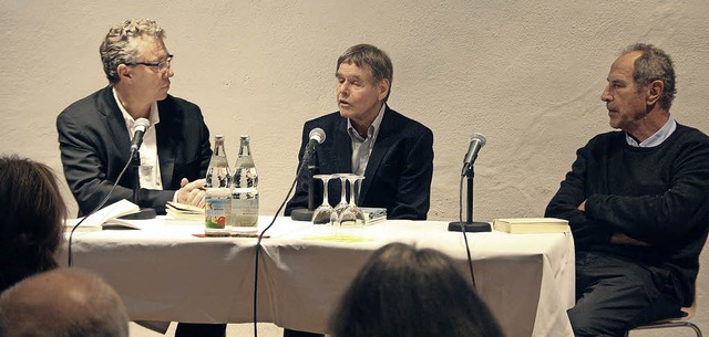 Werner Witt, Christoph Meckel und Mich... Meckels Erinnerungen an Peter Huchel.  | Foto: Hans Jrgen Kugler