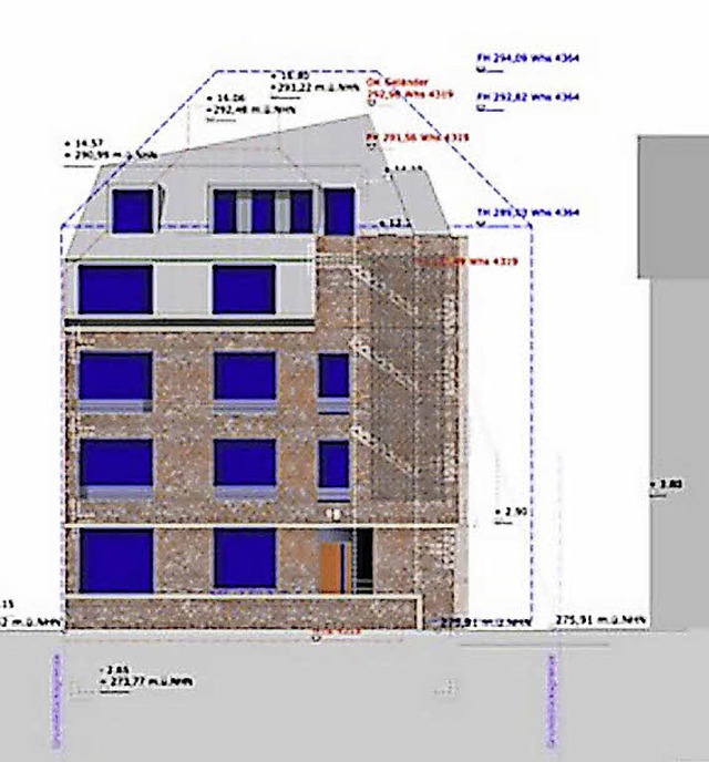 So skizziert der Architekt den geplant...ubau an der Erwinstrae in der Wiehre.  | Foto: Zeichnung: Schindler