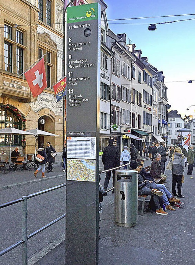 Eine der neuen Informationsstelen der BVB am Barferplatz.   | Foto: ZVG