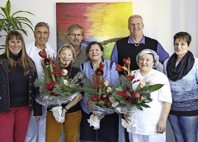 Blumen fr die Jubilare der Bad Krozinger Theresienklinik   | Foto: Klinik