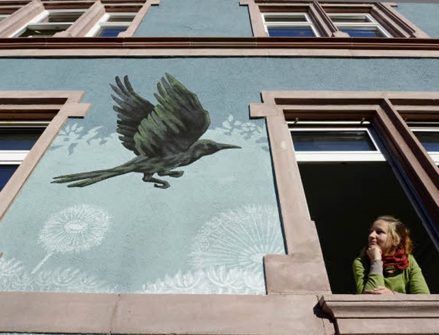 Die Fassade des Hauses, in dem sie woh...ulia Reygers eindrucksvoll gestaltet.   | Foto: Ingo Schneider