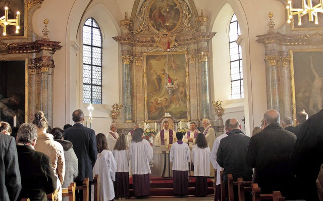 Festgottesdienst anlsslich der abgesc...ankt Leodegar mit Dekan Gerhard Disch.  | Foto: Jutta Schtz