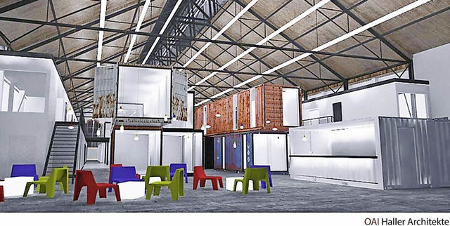 In der Lokhalle auf dem Gterbahnhof-A...entsteht ein Kreativpark in Containern  | Foto: Haller-Architekten