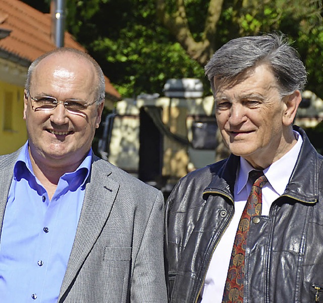 Klaus Bahner und Manfred Belzner wollen den Campingplatz voranbringen.   | Foto: Nikolaus Trenz