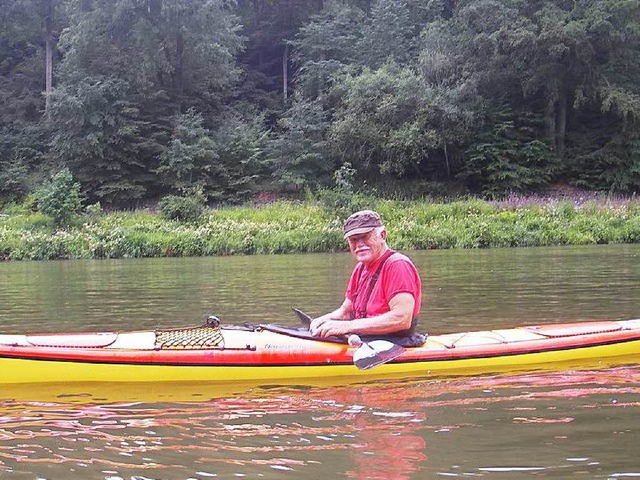 Karl Grwe, der in Gundelfingen wohnt,...uf   Rhein und   Elbe bis zur Mndung.  | Foto: Roland Bannholzer 