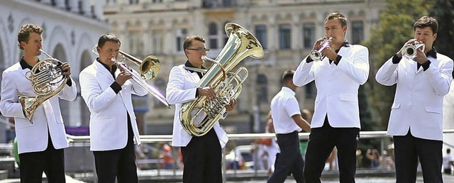 Brass-Quintett aus Kiew am Sonntag in St. Fridolin.   | Foto: zvg