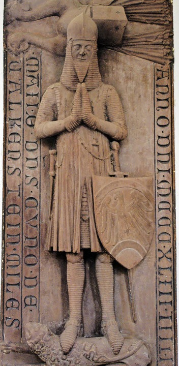 Die Grabplatte des Ritters Kuno von Fa...Langhauswand  in der St. Galluskirche.  | Foto: Dargleff Jahnke/Archiv