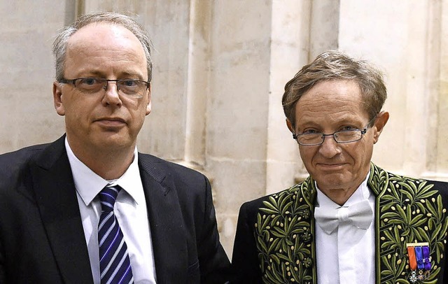 Denis Spitzer (links) und Sbastien Candel, Vizeprsident der  Akademie   | Foto: Eymann