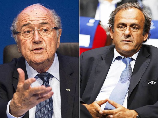 Joseph Blatter (links) und Michel Plat...ontag fr jeweils acht Jahre gesperrt.  | Foto: dpa