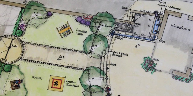 Die Zeichnung zeigt den Entwurf fr die Ortsmitte.   | Foto: Garten- und Landschaftsbau Jrgen Ruh