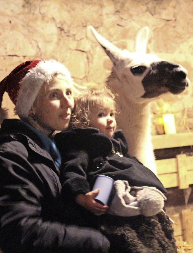 Fr Mama, Kind und Lama war die Stallw...k wieder ein ganz besonderes Erlebnis.  | Foto: Anja Bertsch