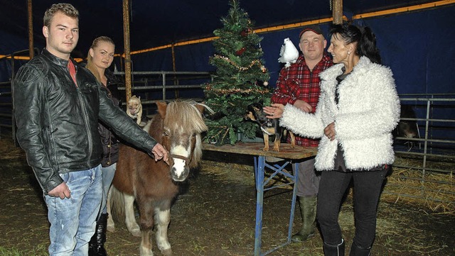 Manuela und Johann Zinnecker und ihre ...chmckten Weihnachtsbaum ausgestellt.   | Foto: Ounas-Krusel