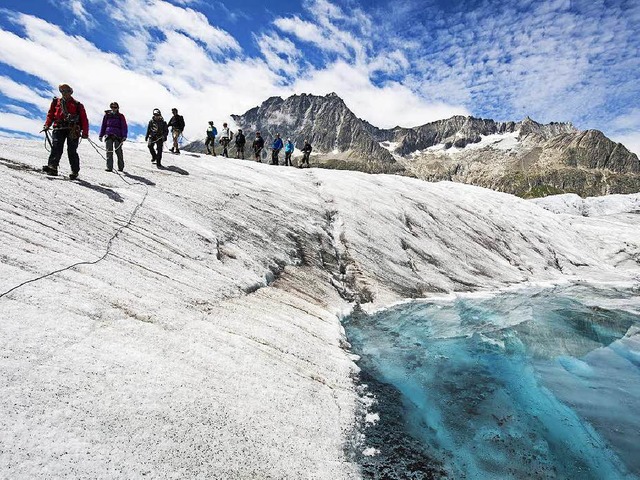 Der Aletschgletscher vermittelt dagegen noch Gletscherfeeling.  | Foto: Dominic Steinmann