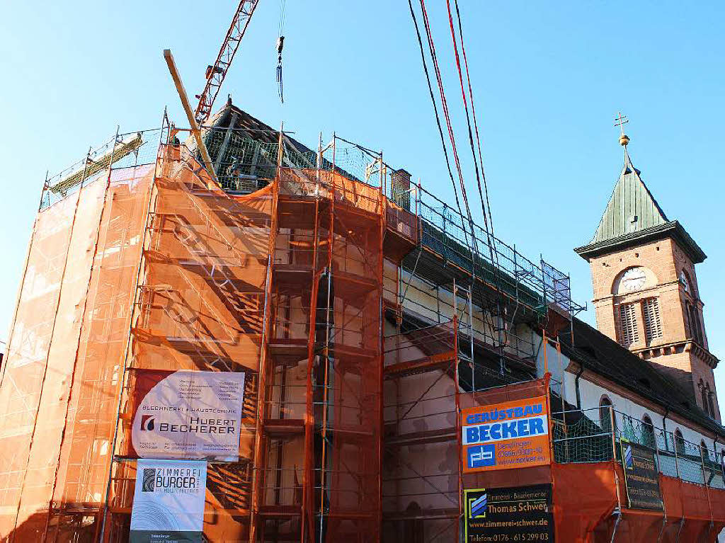 Mrz: Sanierungsarbeiten an der Kirche St. Nikolaus in Elzach.