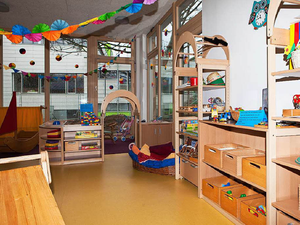 Ein Gruppenraum des neu gebauten Kindergartens Spielinsel. Die Einrichtung selbst besteht schon seit 25 Jahren.