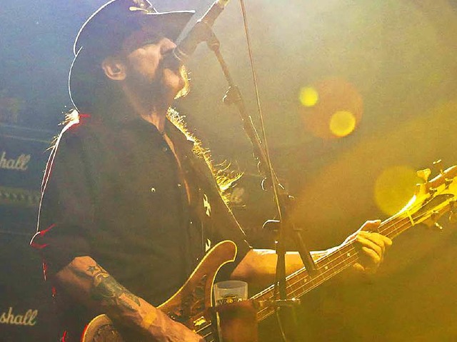 Lemmy Kilmister bei einem Auftritt im August 2014 in Colmar.  | Foto: Andrea Schiffner