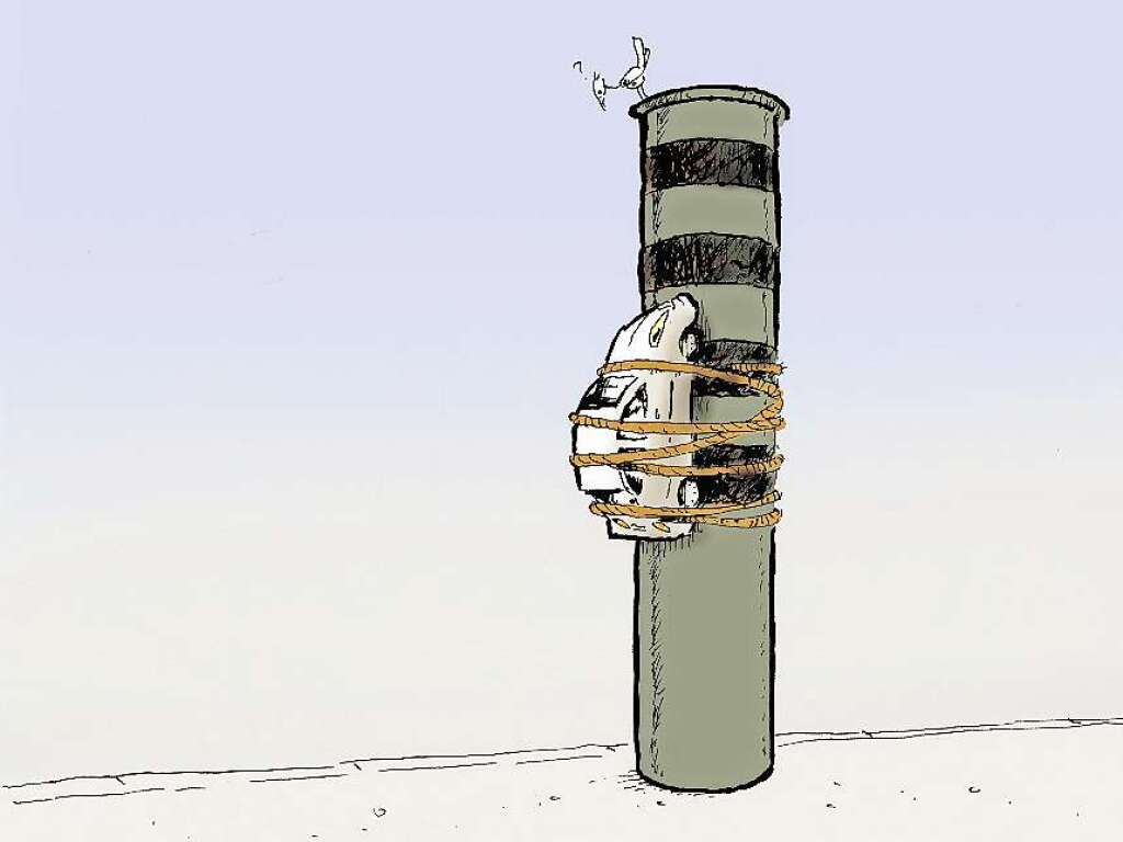 <BZ-SoloBild1sp>Blitzeranlagen: Fr Autofahrer in Lahr gibt es mittlerweile  einen  besonderen Marterpfahl. </BZ-SoloBild1sp>