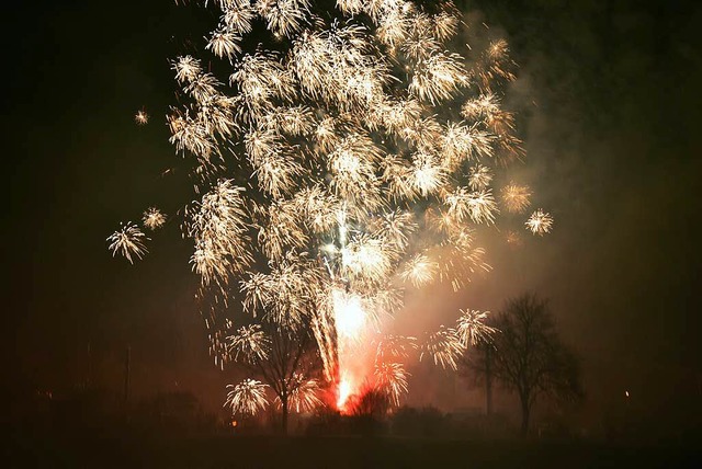 Ein professionelles Feuerwerk boten die Kleingartenfreunde an der Elz.  | Foto: Dieter Erggelet