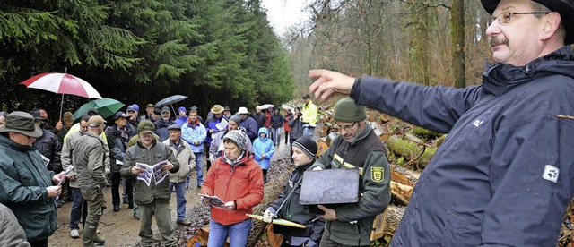 Gemeinsam versteigerten Richard Ludin,...(im Bild von rechts nach links) Holz.   | Foto: Marco Schopferer