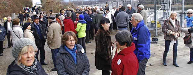 Die Pumpstation war gut besetzt: Rund ...rsspaziergang am deutschen Rheinufer.   | Foto: Ralf Staub