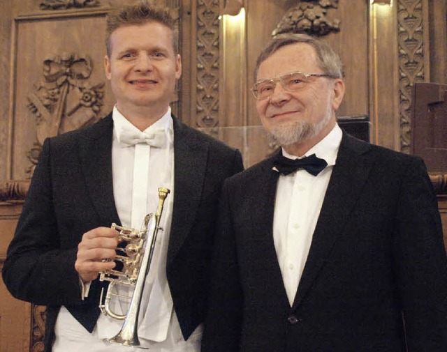 Trompeter Wim Van Hasselt und Organist...Blasien ein grandioses Neujahrskonzert  | Foto: Karin Stckl-Steinebrunner