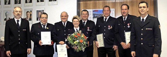 Ehrungen bei der Feuerwehr Hausen: Kom...andmeister Christoph Glaisner (v.l.).   | Foto: Bertsch