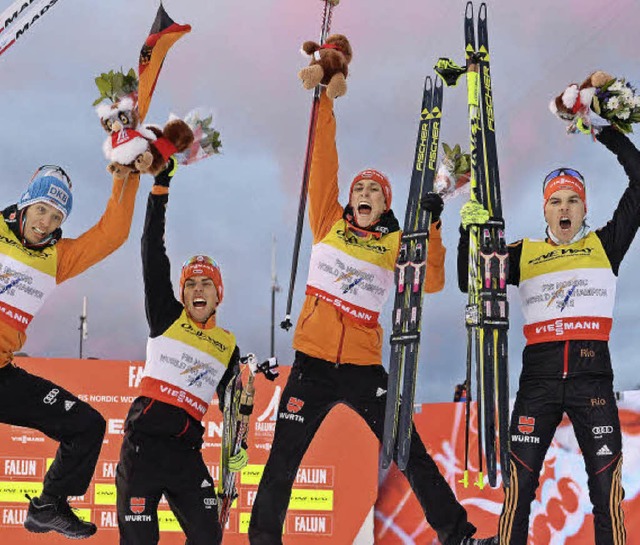 Furios in Falun: Die Nordischen Kombin...es Weltmeistertitels im Februar 2015.   | Foto: dpa
